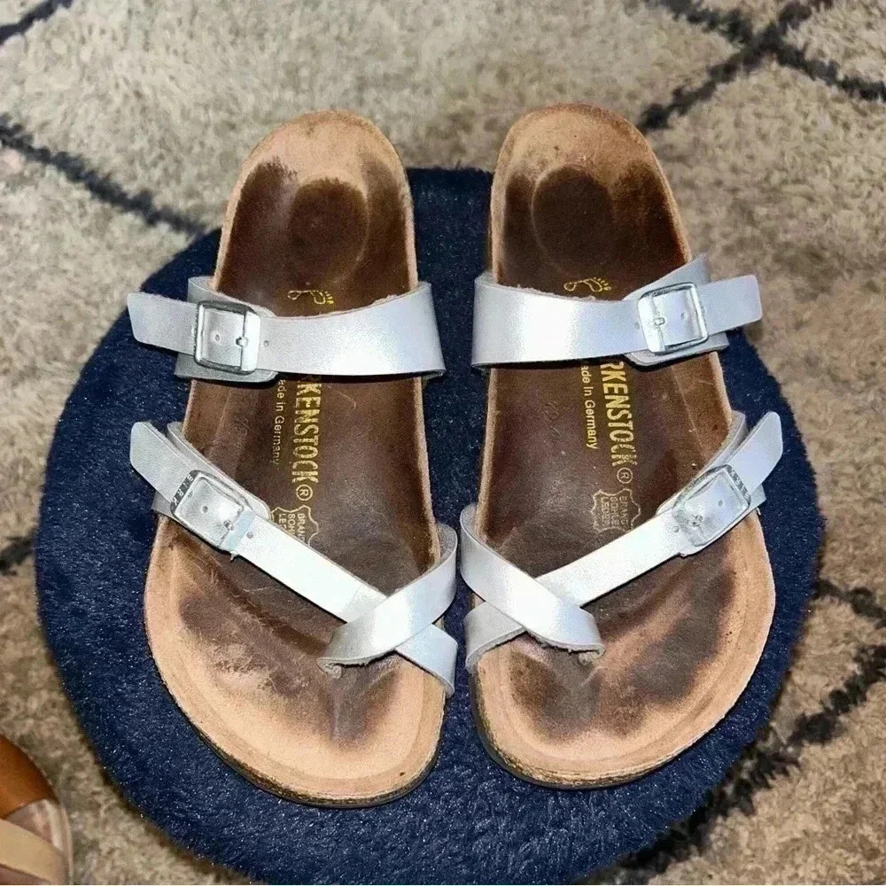 Birkenstock Mayari Sandals Silver Soft Footbed US 6 EU 37 Germany